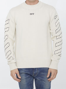 오프화이트 Stitch Arrow Diags sweater OMHE172F23KNI001