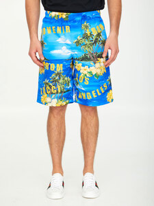 구찌 Printed nylon swim shorts 703548