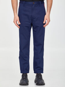 구찌 Blue cotton trousers 696755