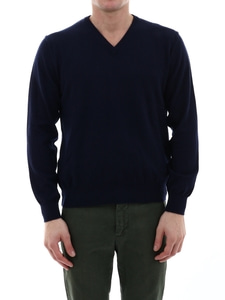 ARAN CASHMERE Blue sweater with V-neck 23969