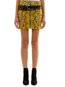 UNRAVEL Yellow Python Leather Skirt UWJC008F19LEA001