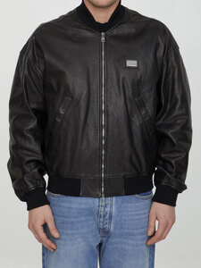 DOLCE&amp;GABBANA Black leather bomber jacket G9ZM1L