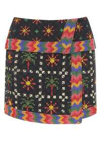FARM Printed linen blend mini skirt / 297339 C166