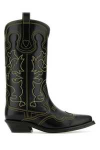가니 Black leather boots  / S2169 099
