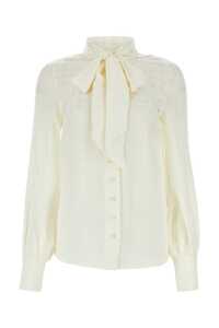 MSGM Ivory satin shirt / 3541MDE01237601 02