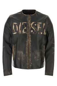 디젤 Black leather L-MET jacket  / A117000KKAV 9XX