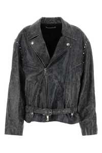 ALESSANDRA RICH Grey leather jacket / FAB3460 1665