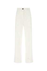 MSGM White cotton blend pant / 3242MDP109 02