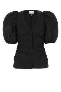 가니 Black polyester blend blouse / F7450 099